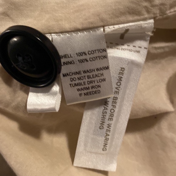 Ann Taylor Loft Cream Navy Star Cotton Trench NWT Size L - Picture 6 of 6